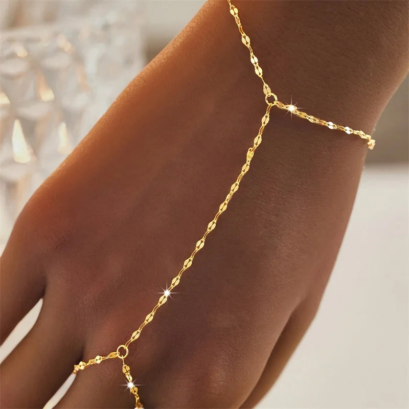 Multilayer Vintage Connected Finger Ring Bracelets