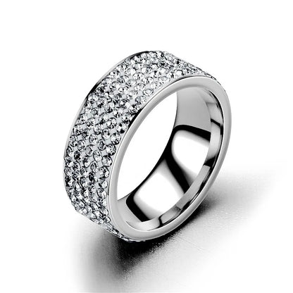 Hip Hop Iced Out Bling Arc Circle Ring – Gold & Silver Color Stainless Steel Cubic Zirconia Wedding Ring for Women & Men