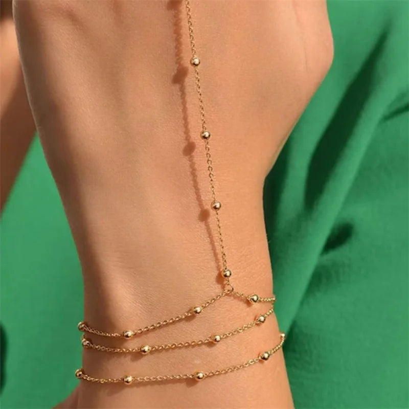 Multilayer Vintage Connected Finger Ring Bracelets