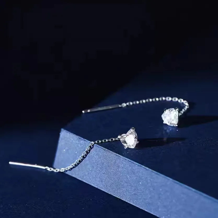 Black Drop Tassel Long Earrings