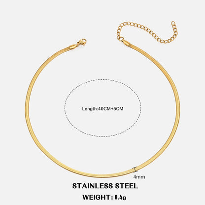 Hot Classic Unisex Flat Snake Chain Choker Necklace – Stainless Steel Herringbone, Gold & Silver Fashion Jewelry Gift