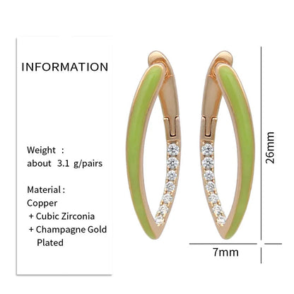 S&Z DESIGN New Fashion Gold Color Green Enamel Dangle Earrings For Women Wedding Party Cubic Zirconia Jewelry
