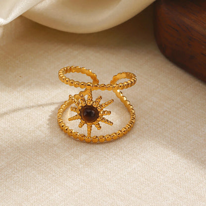 Tiger’s Eye Adjustable Stainless Steel Ring