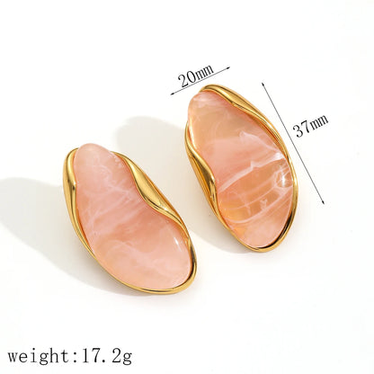 Brown Resin Geometric Shape Earrings