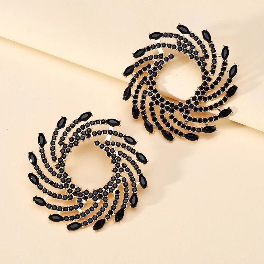 Sunflower Crystal Statement Stud Earrings