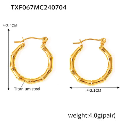 Ferris Wheel Stainless Steel Jewelry Set – Gold Plated Necklace, Bracelet & Earrings Bamboo Design for Women