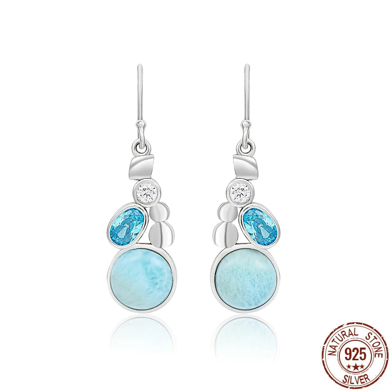 Larimar & Topaz Sterling Silver Long Drop Earrings