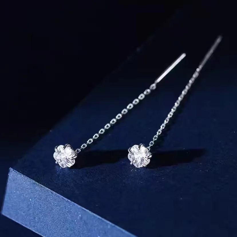 Black Drop Tassel Long Earrings