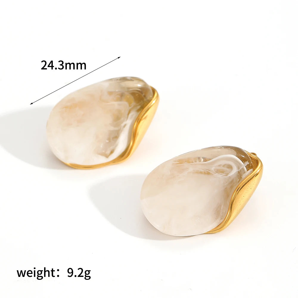 Brown Resin Geometric Shape Earrings