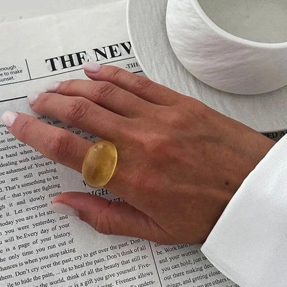 Y2K Chunky Resin Boho Ring – Wide Band Statement Fashion Ring for Women