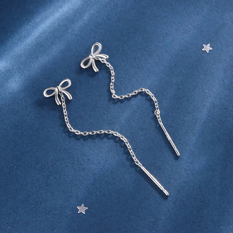 Black Drop Tassel Long Earrings