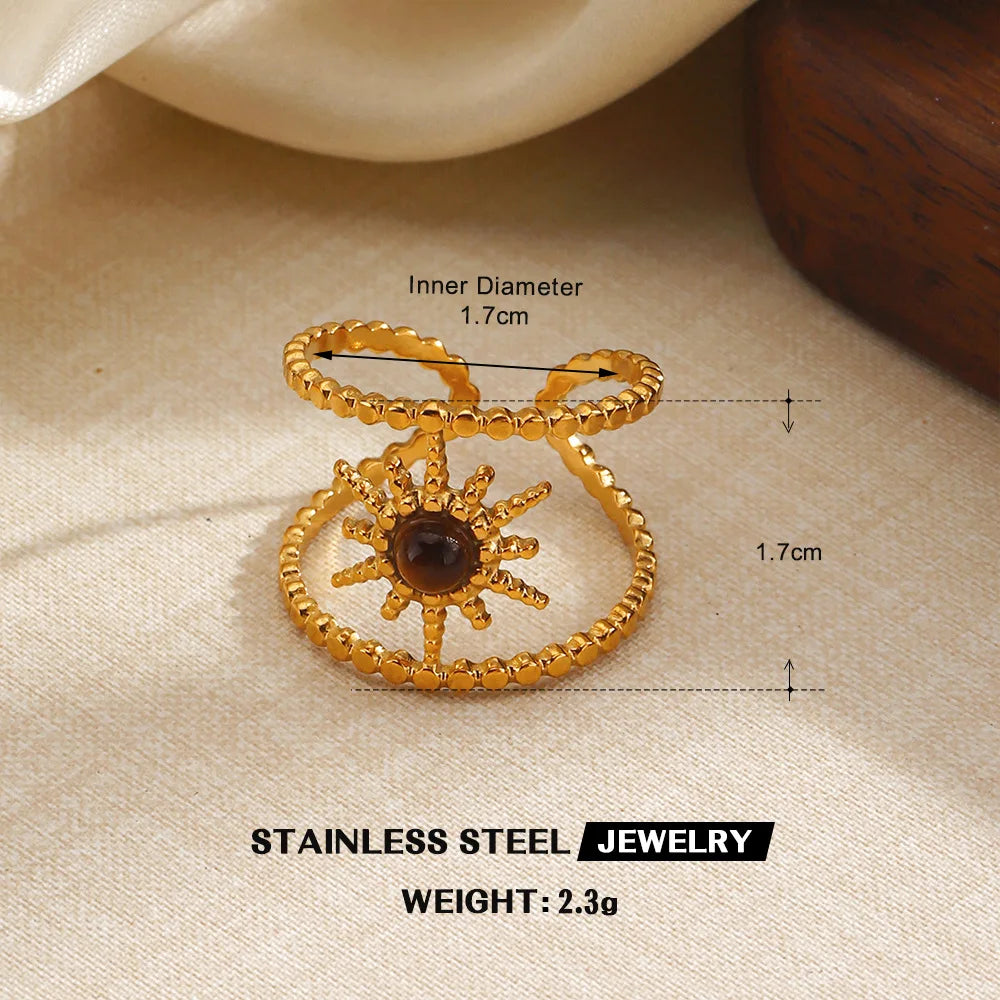 Tiger’s Eye Adjustable Stainless Steel Ring