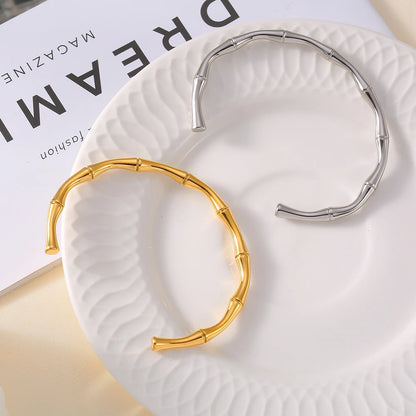 Ferris Wheel Stainless Steel Jewelry Set – Gold Plated Necklace, Bracelet & Earrings Bamboo Design for Women