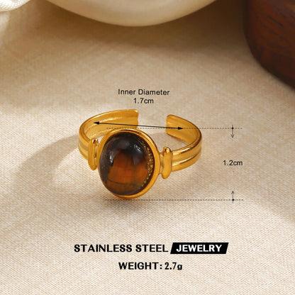 Tiger’s Eye Adjustable Stainless Steel Ring