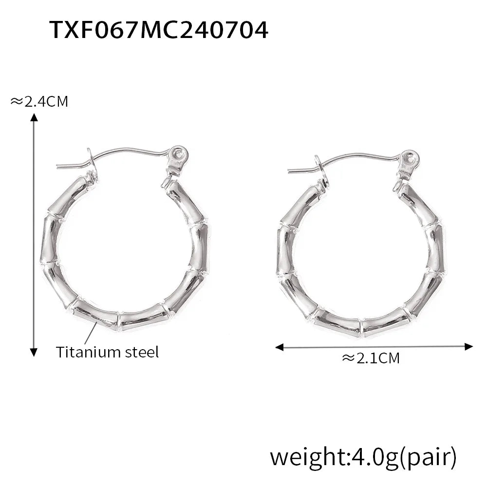 Ferris Wheel Stainless Steel Jewelry Set – Gold Plated Necklace, Bracelet & Earrings Bamboo Design for Women