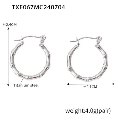 Ferris Wheel Stainless Steel Jewelry Set – Gold Plated Necklace, Bracelet & Earrings Bamboo Design for Women