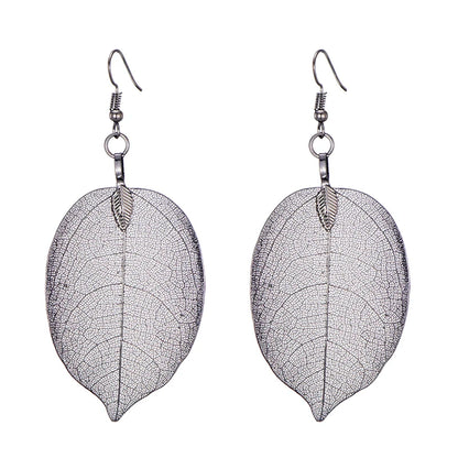 Real Leaf Dangle Earrings for Women