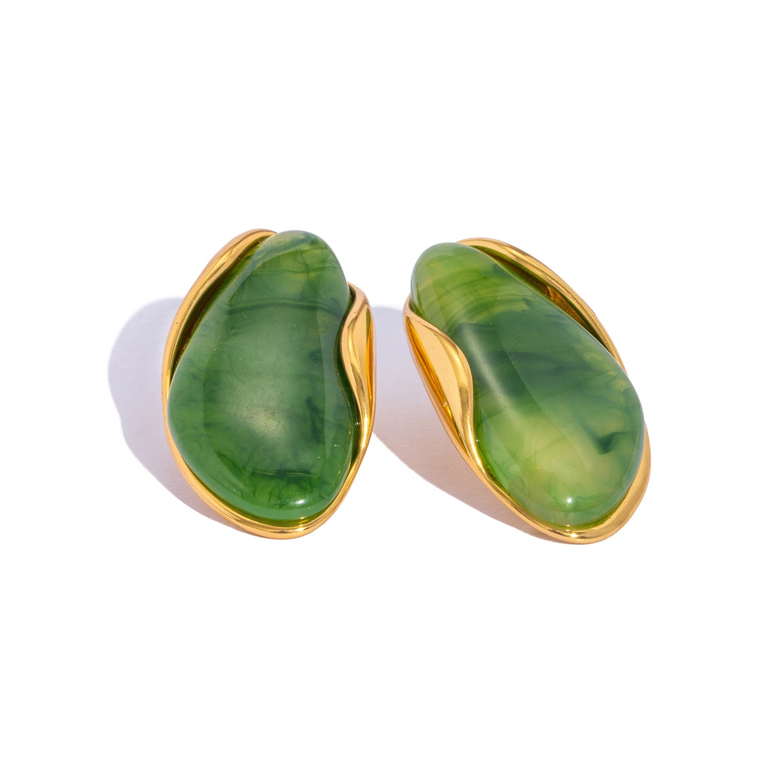 Resin Geometric Stud Earrings – Gold Plated