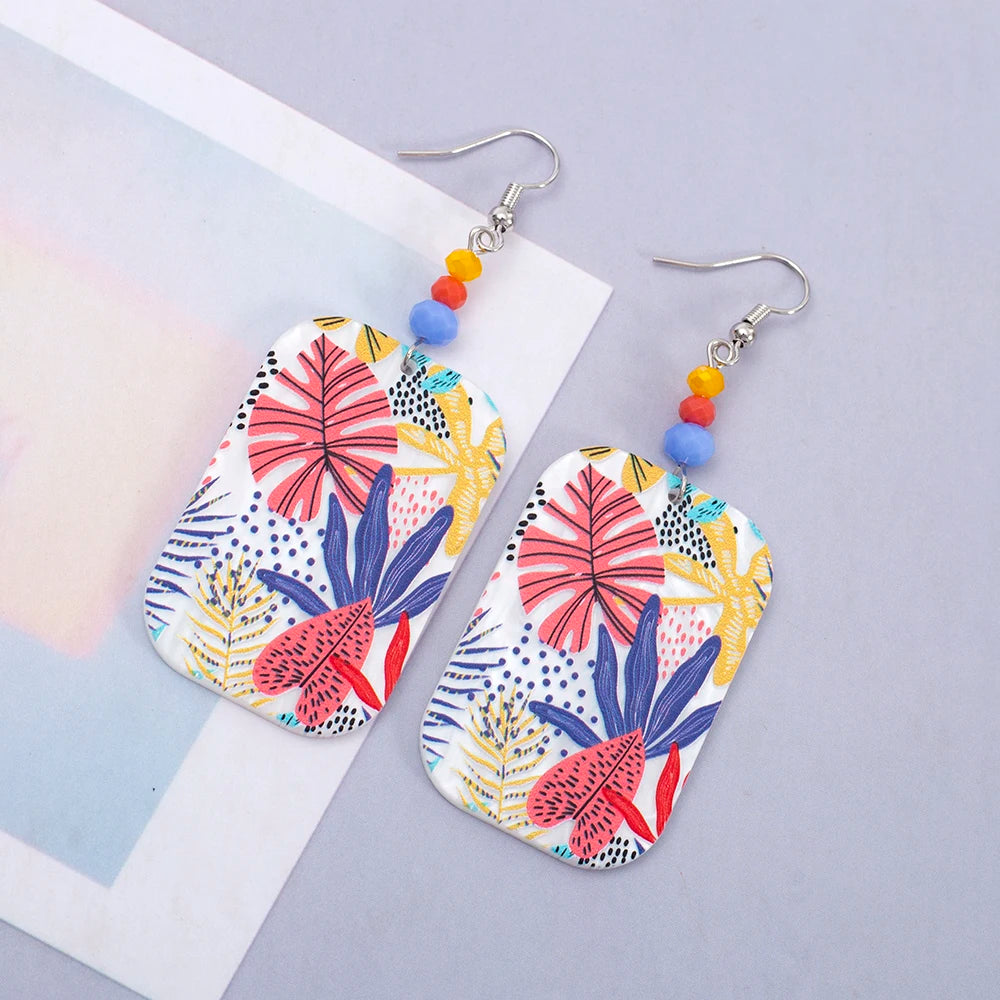 Vintage Black Floral Acrylic Drop Earrings