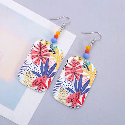 Vintage Black Floral Acrylic Drop Earrings