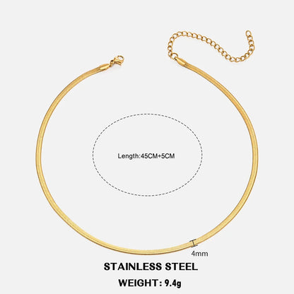 Hot Classic Unisex Flat Snake Chain Choker Necklace – Stainless Steel Herringbone, Gold & Silver Fashion Jewelry Gift