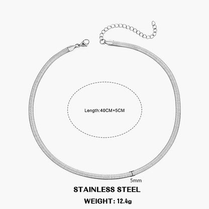 Hot Classic Unisex Flat Snake Chain Choker Necklace – Stainless Steel Herringbone, Gold & Silver Fashion Jewelry Gift