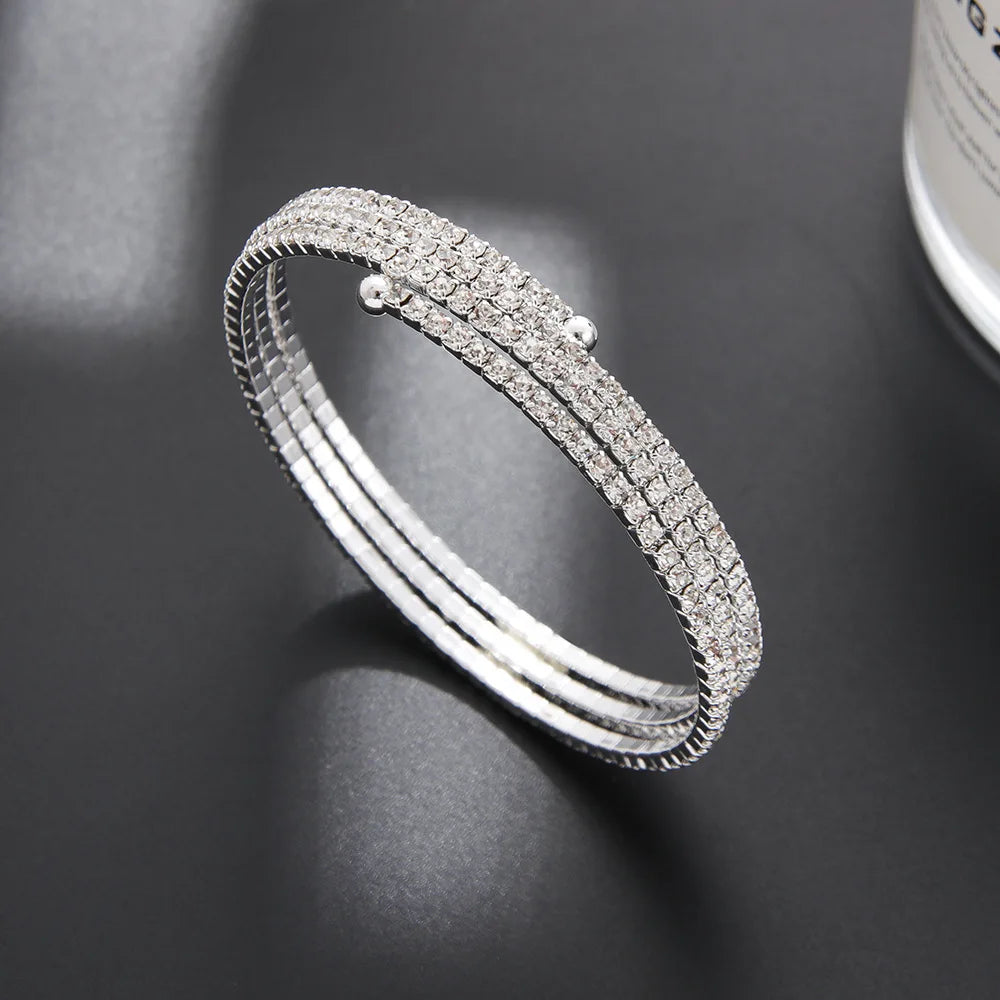 Minimalist Elastic Steel Wire Zircon Bracelet for Women