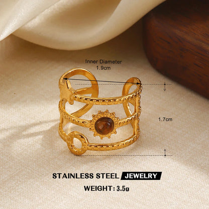 Tiger’s Eye Adjustable Stainless Steel Ring