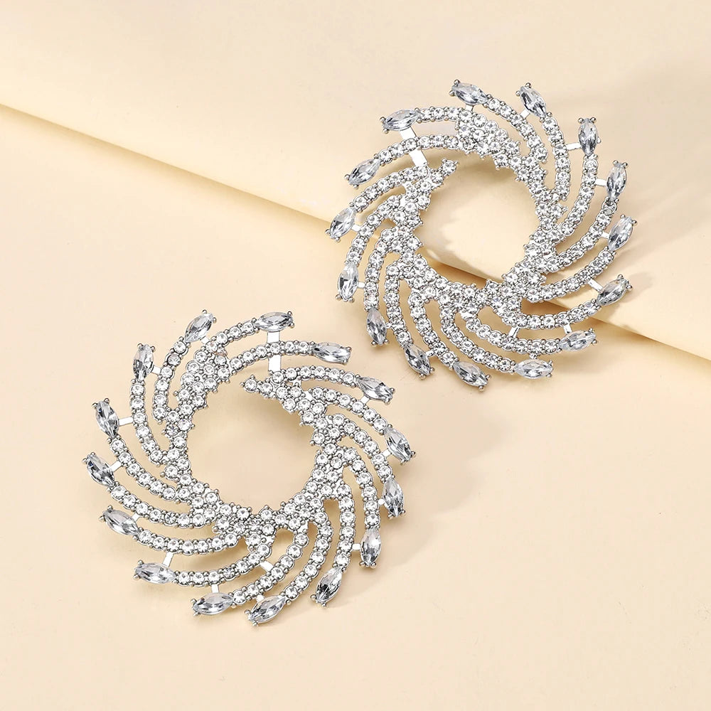 Sunflower Crystal Statement Stud Earrings