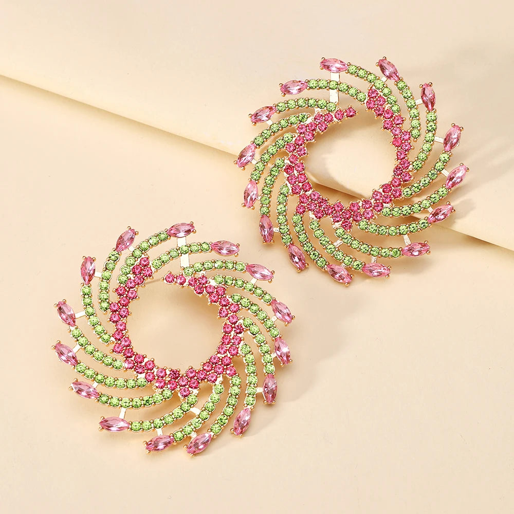 Sunflower Crystal Statement Stud Earrings