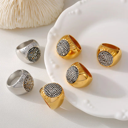 Women's Luxury Rhinestone Statement Ring – 18K Gold Plated Stainless Steel (Waterproof)