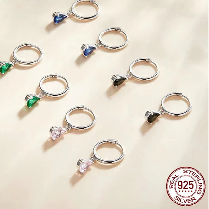 BAMOER Green Water Drop Earrings – 925 Sterling Silver