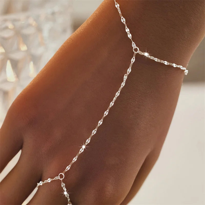 Multilayer Vintage Connected Finger Ring Bracelets