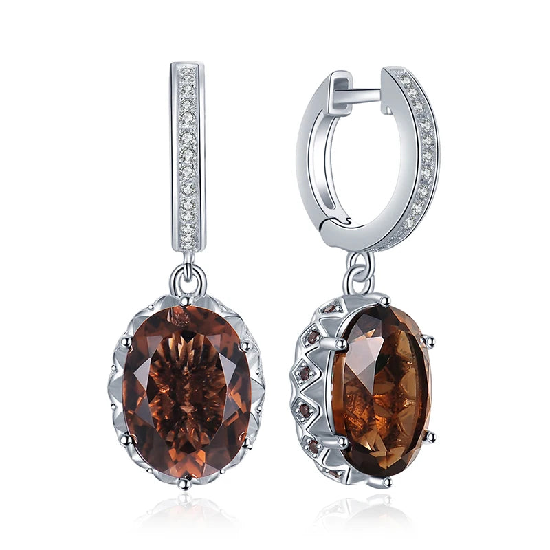 Smoky Quartz 925 Silver Drop Earrings
