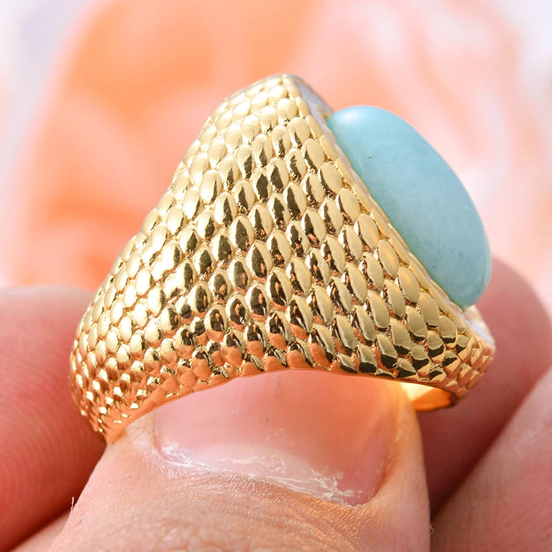 Blue Teardrop Gemstone Promise Ring – Platinum Plated Vintage Wedding Band for Women