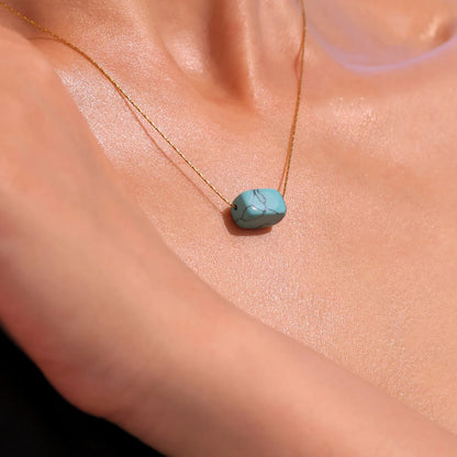 Marka Gold-Plated Turquoise Square Pendant Necklace – Women