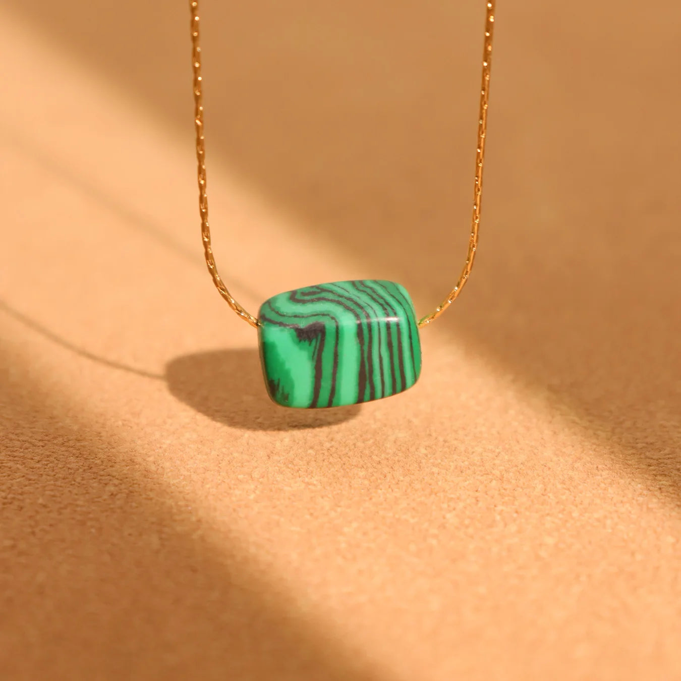 Marka Gold-Plated Turquoise Square Pendant Necklace – Women