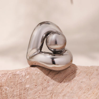Hollow Spherical Stainless Steel Chunky Ring