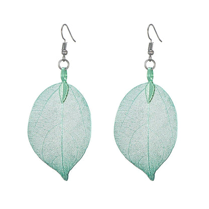 Real Leaf Dangle Earrings for Women