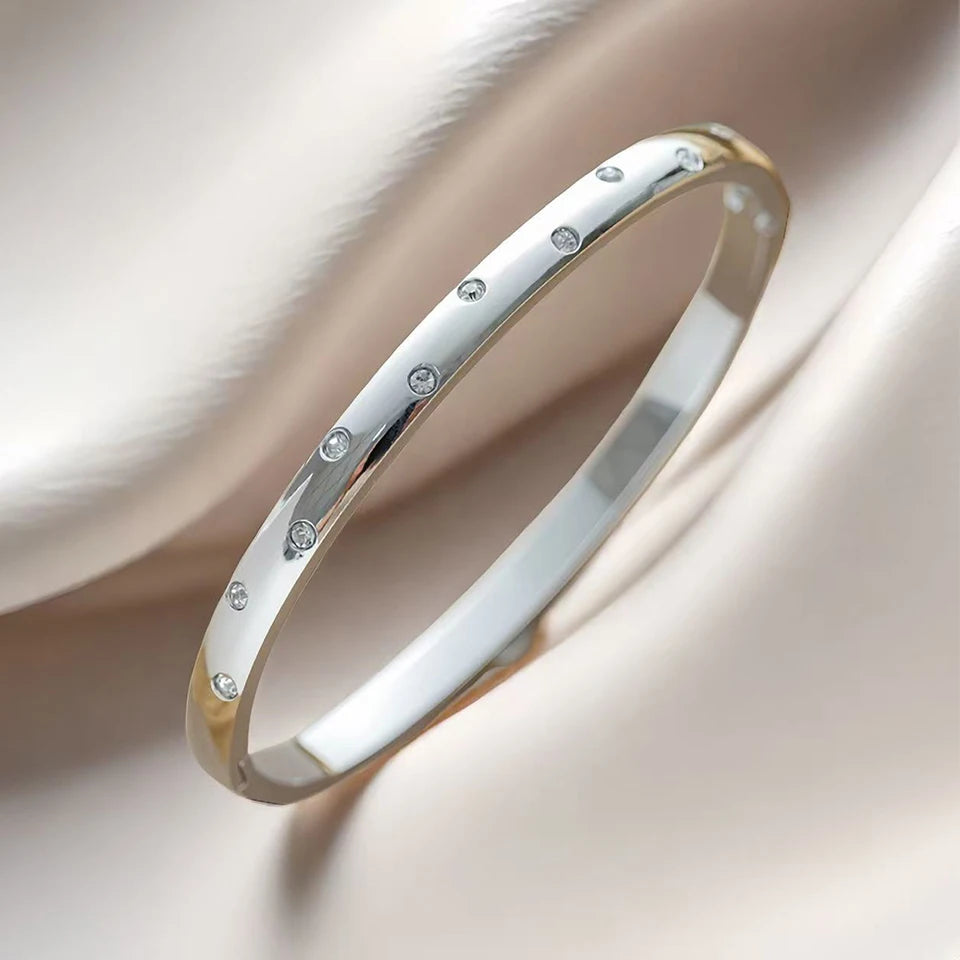 ZAKOL Stainless Steel Round Zircon Inlaid Bracelet