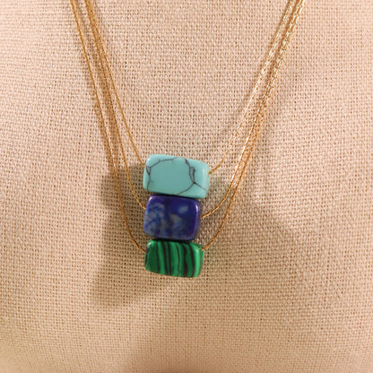 Marka Gold-Plated Turquoise Square Pendant Necklace – Women