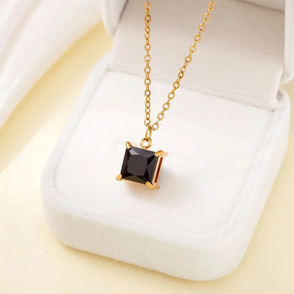TOHM Colorful Square Zircon Pendant Necklace – Women