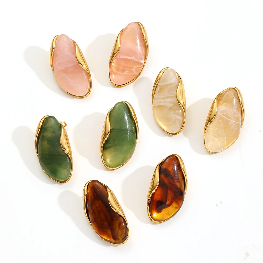 Brown Resin Geometric Shape Earrings