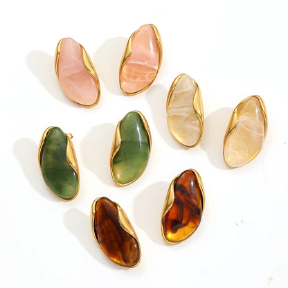 Brown Resin Geometric Shape Earrings