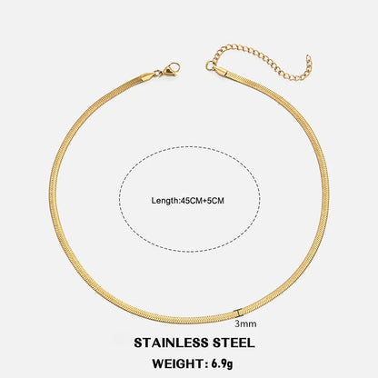 Hot Classic Unisex Flat Snake Chain Choker Necklace – Stainless Steel Herringbone, Gold & Silver Fashion Jewelry Gift