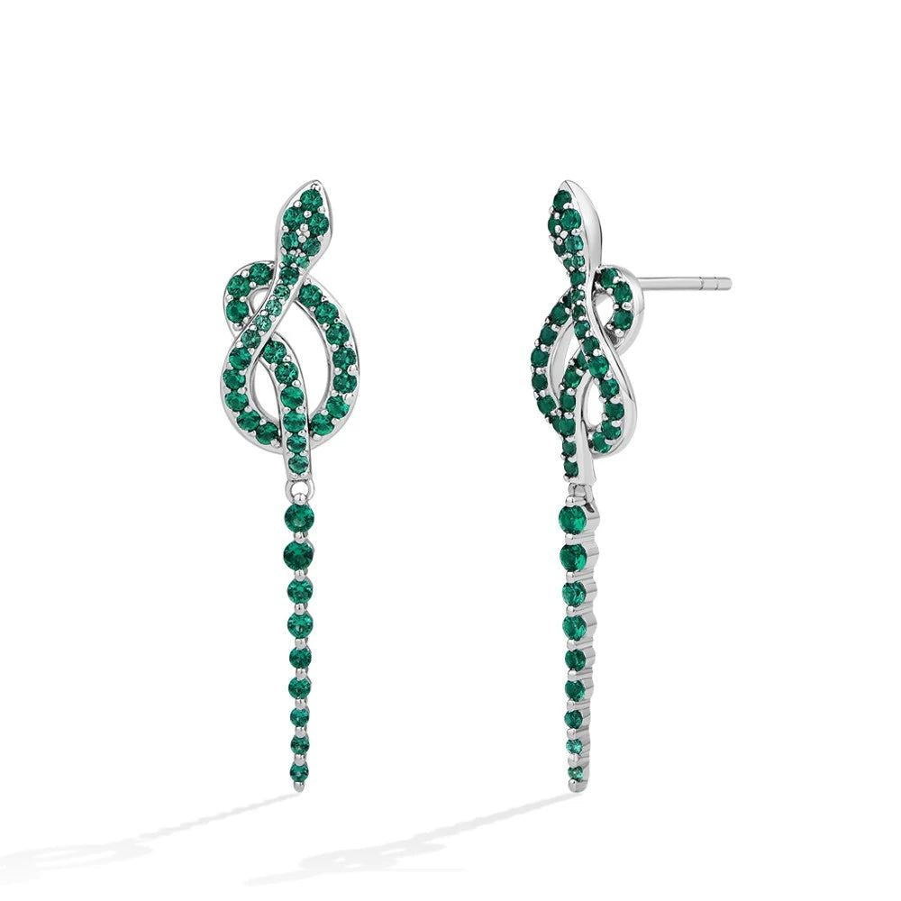 CHARMING Green Snake Stud Earrings – 925 Sterling Silver