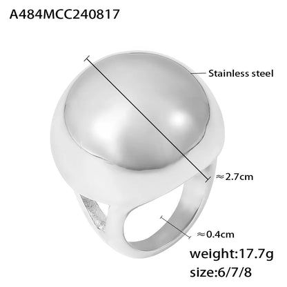 Shiny Chunky Gold-Plated Stainless Steel Ring – Big Ball Statement Jewelry for Women