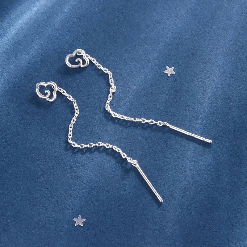 Black Drop Tassel Long Earrings