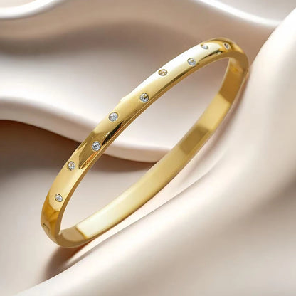 ZAKOL Stainless Steel Round Zircon Inlaid Bracelet