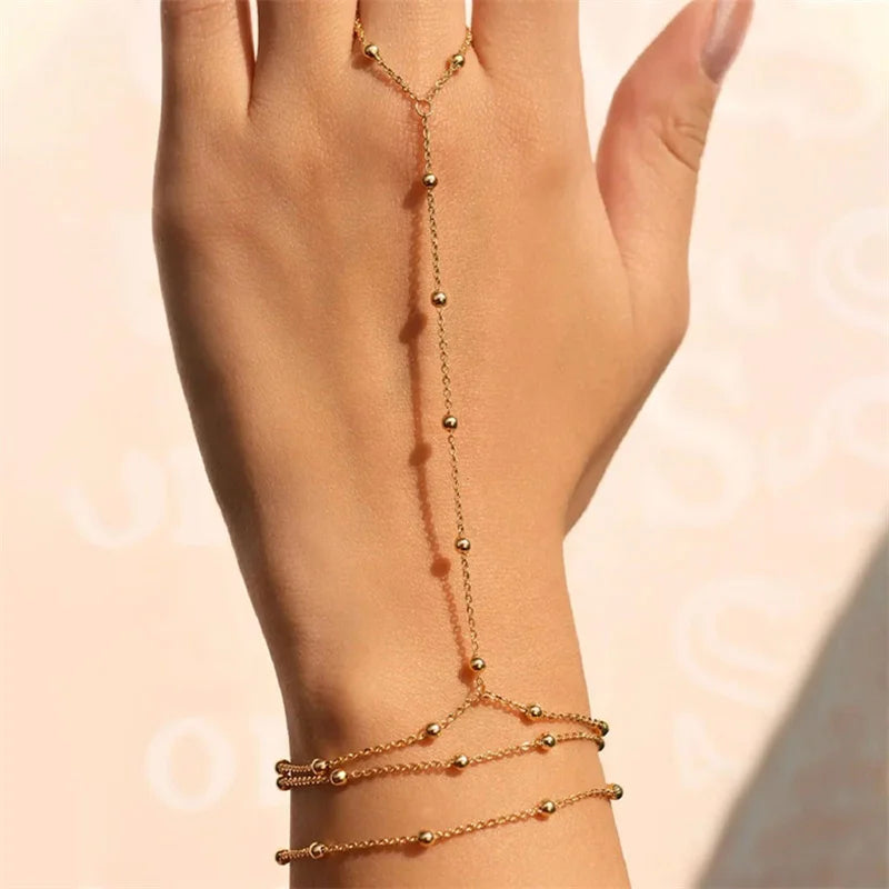 Multilayer Vintage Connected Finger Ring Bracelets